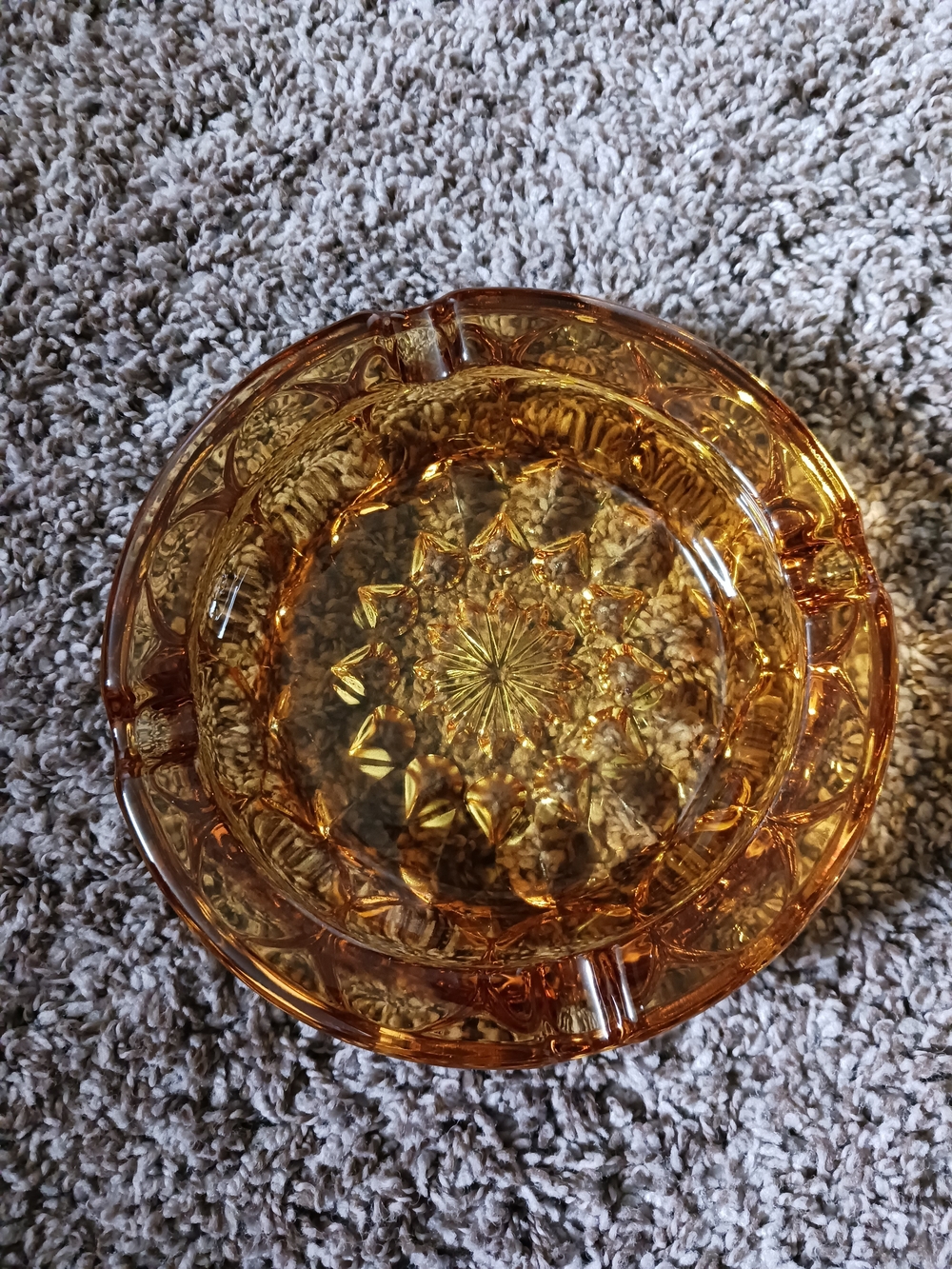 Vintage Amber Glass Anchor Hocking Ashtray